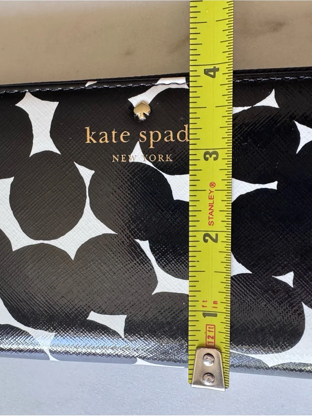 NWT - Kate Spade Staci Picture Splodge Dot Zip Around Continental Wallet Blk/wht